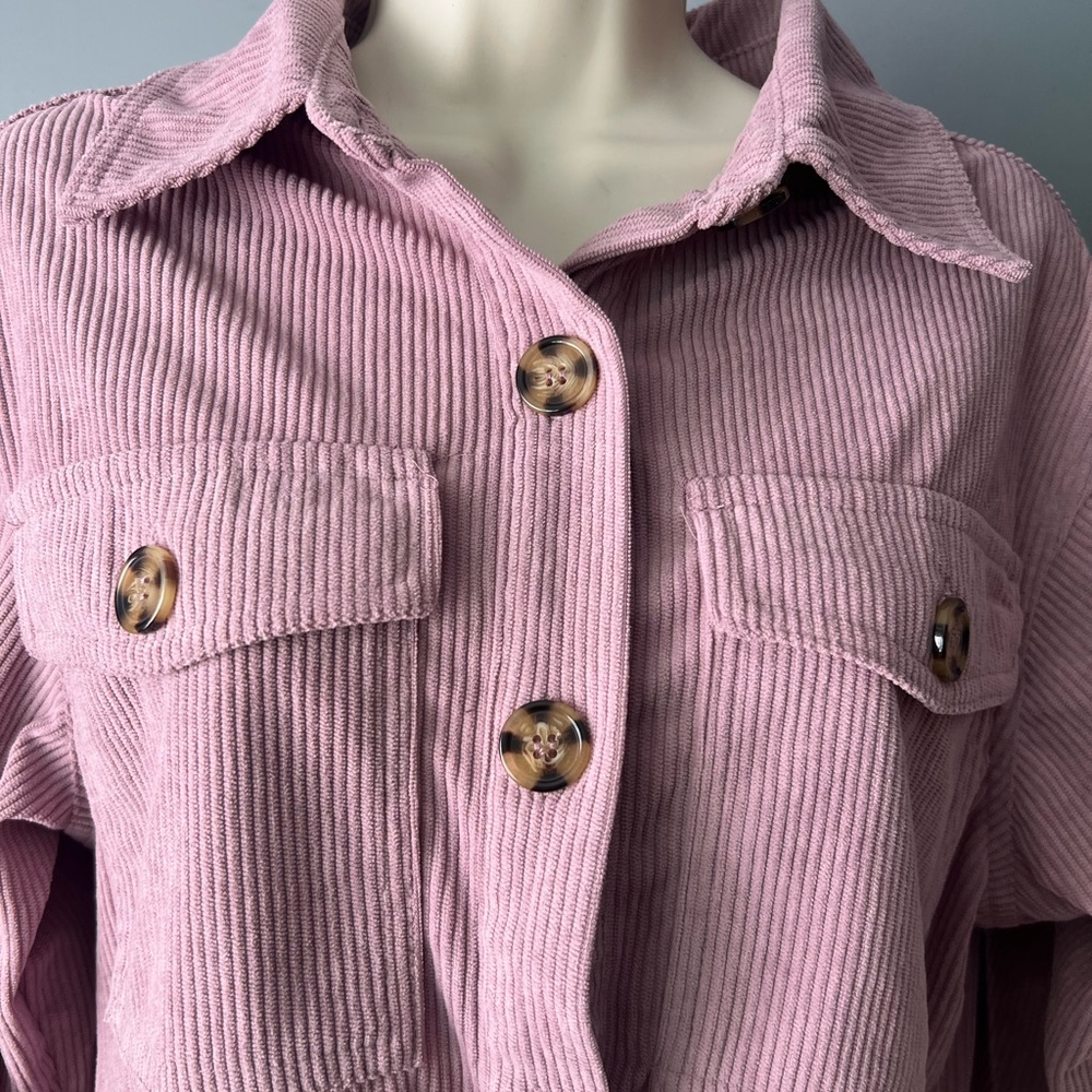 Pink Corduroy Button-Up Jacket - Picture 3 of 6